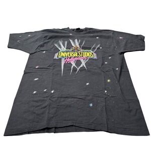 Universal Studios Hollywood Black T Shirt Galaxy Space Splatter XL Fruit of Loom